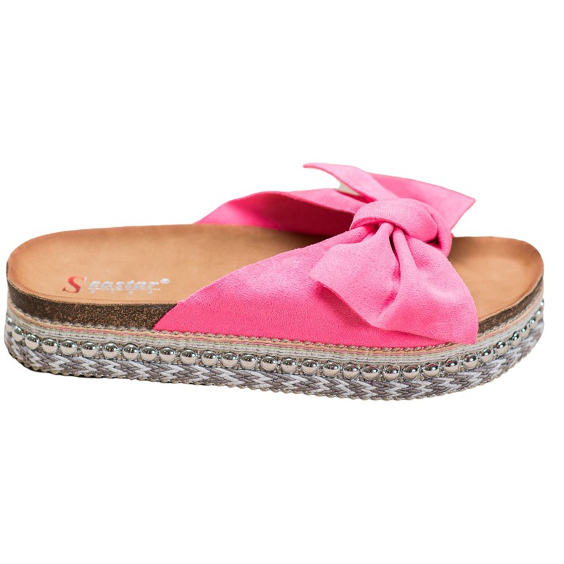 Seastar Pantoufles En Daim Avec Plate-Forme Décorative rose