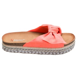Seastar Pantoufles En Daim Avec Plate-Forme Décorative rouge orange