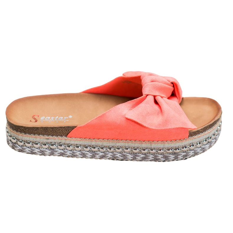 Seastar Pantoufles En Daim Avec Plate-Forme Décorative rouge orange
