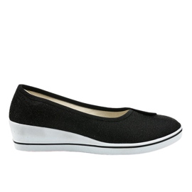 Baskets noires baskets compensées brillantes K-1-002