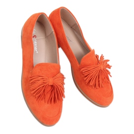 Mocassins femme à pompons orange T357P Orange