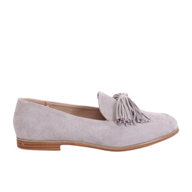 Gris Mocassins femme à franges T357P Gris Gris Mocassins femme à franges T357P Gris