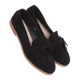 Noir Mocassins femme à franges T357P Noir le noir