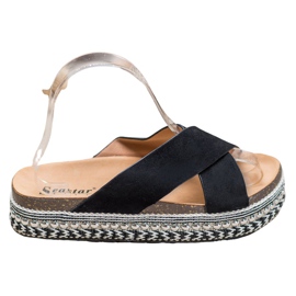 Seastar Pantoufles confortables sur la plate-forme le noir