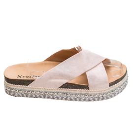 Seastar Pantoufles confortables sur la plate-forme beige