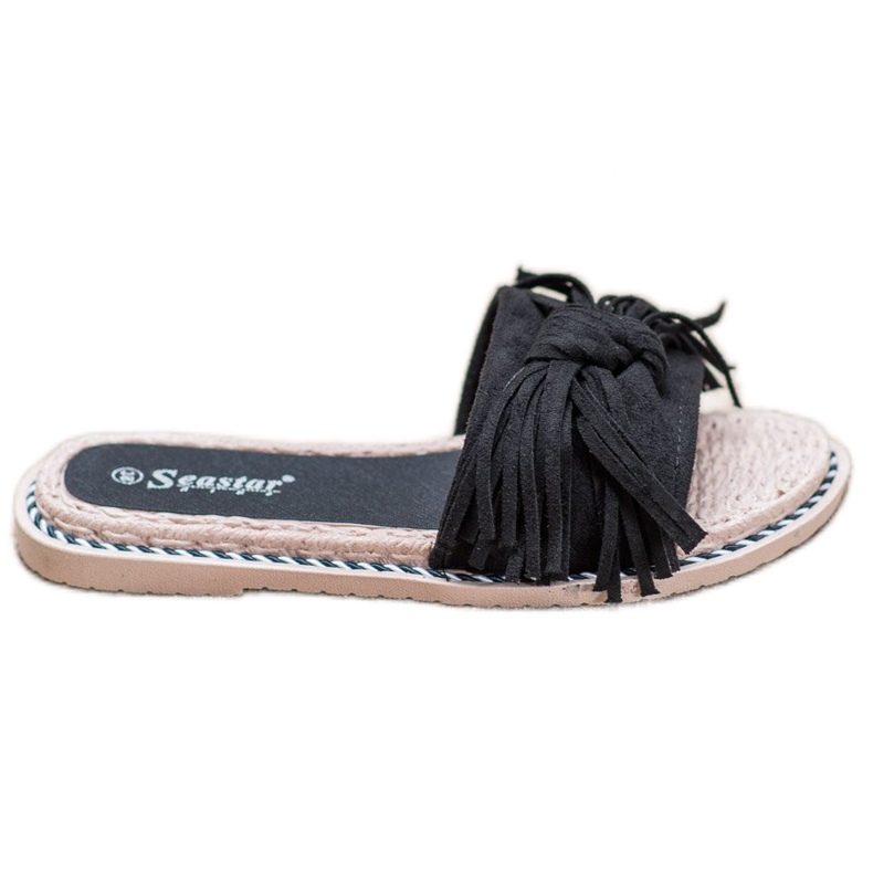 Seastar Pantoufles Confortables Avec Franges le noir