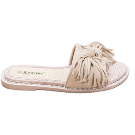 Seastar Pantoufles Confortables Avec Franges beige