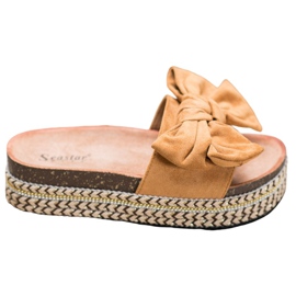 Seastar Pantoufles Avec Un Noeud Sur La Plateforme brun multicolore