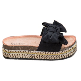 Seastar Pantoufles Avec Un Noeud Sur La Plateforme le noir