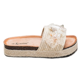 Seastar Pantoufles élégantes avec maille beige Seastar Pantoufles élégantes avec maille beige
