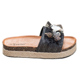 Seastar Pantoufles élégantes avec maille noir