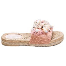 Seastar Des tongs à la mode avec des coquillages rose