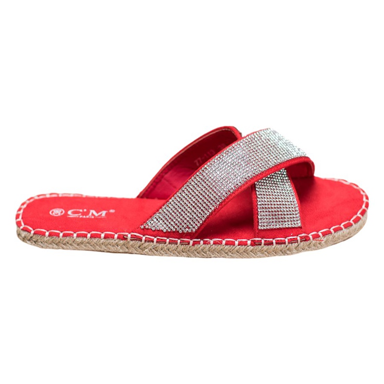 Cm Paris Pantoufles élégantes avec zircone cubique rouge