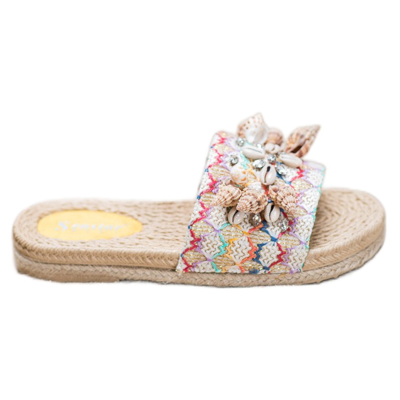 Seastar Pantoufles Sur La Plateforme Avec Des Coquillages multicolore