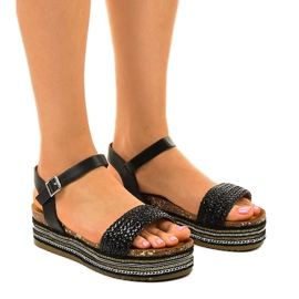 Sandales noires sur la plateforme 499-38 blanc