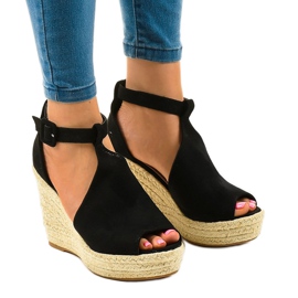 BM Sandales compensées noires à espadrilles 108-11 le noir