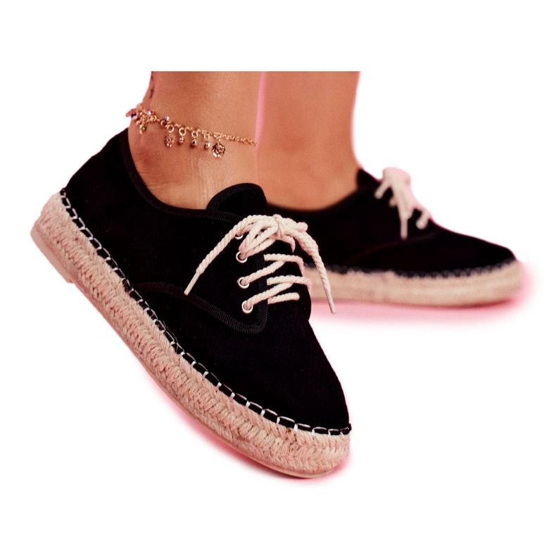 MSMG Espadrilles Femme Sur Plateforme En Lin Sonya Noir le noir