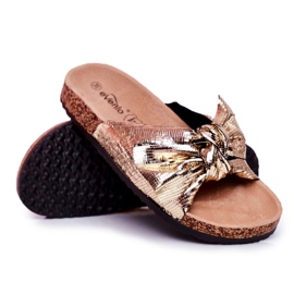 EVE Chaussons pour femmes avec un grand nœud doré belle époque
