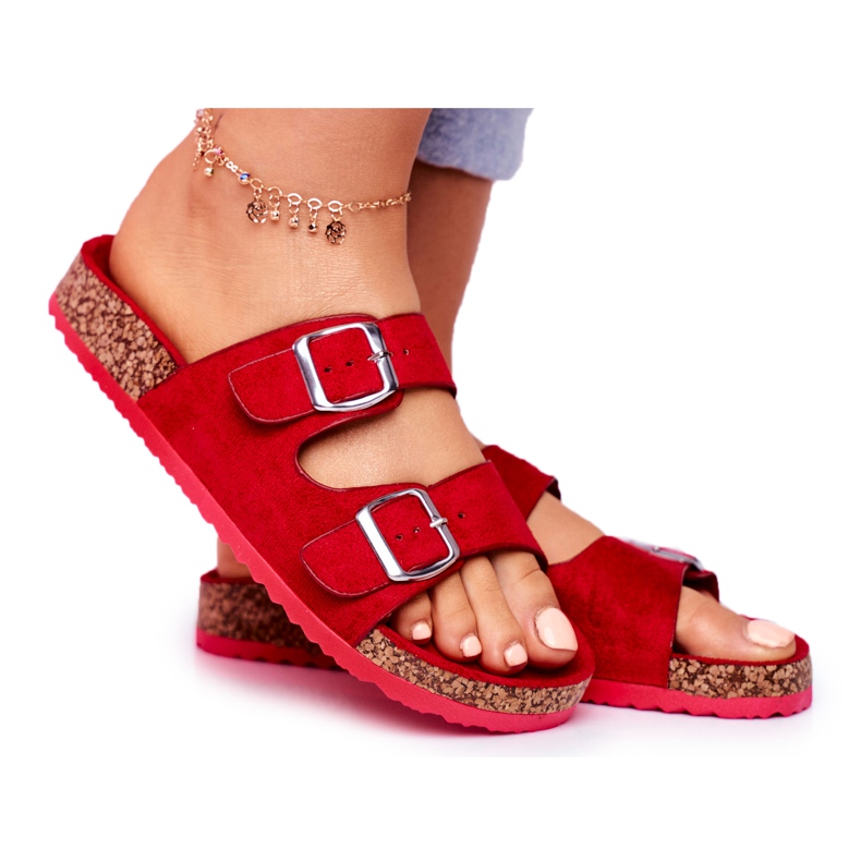 EVE Chaussons Femme En Liège Avec Fermoirs Rouge Si Senor EVE Chaussons Femme En Liège Avec Fermoirs Rouge Si Senor