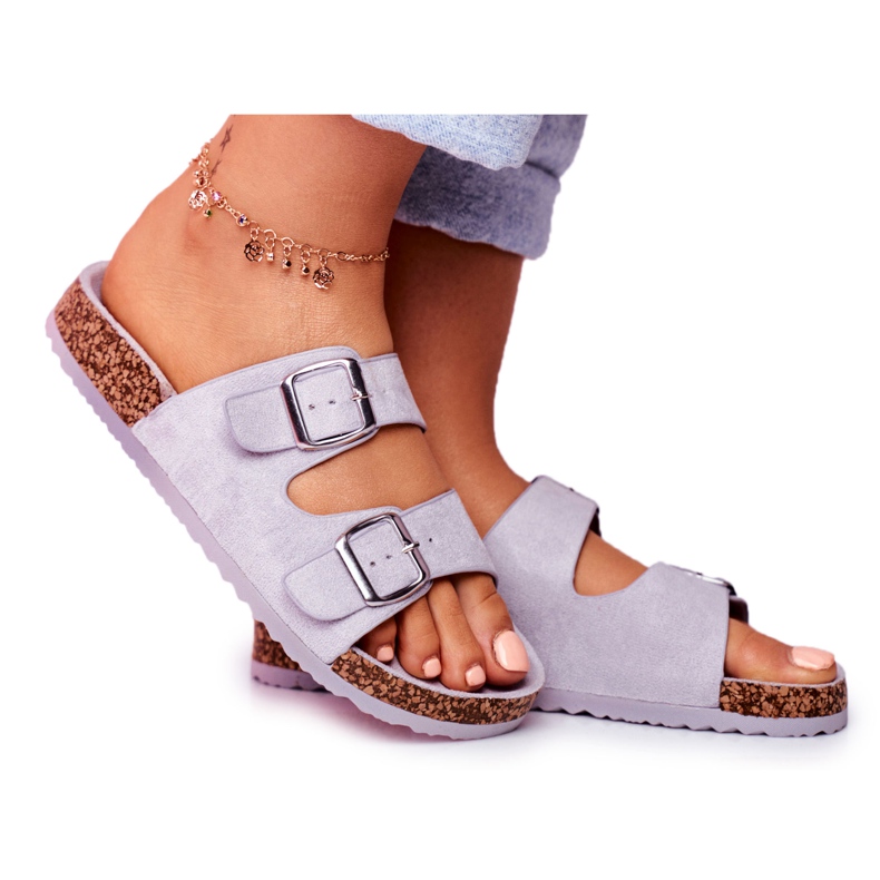 EVE Chaussons Femme En Liège Avec Boucles Gris Si Senor EVE Chaussons Femme En Liège Avec Boucles Gris Si Senor