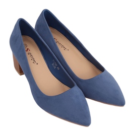 Escarpins à talons en bois bleu CL75P Bleu