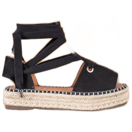 SHELOVET Espadrilles À Bout Ouvert le noir