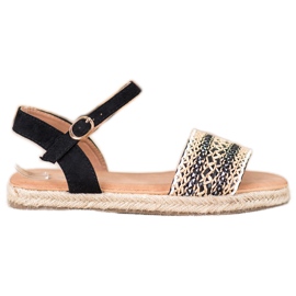 SHELOVET Sandales tressées légères beige noir