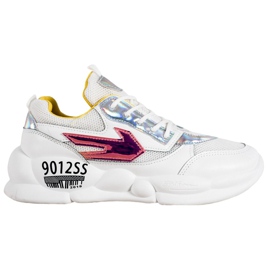 SHELOVET Baskets avec mode en cuir écologique blanche multicolore gris