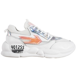 SHELOVET Baskets avec mode en cuir écologique blanc multicolore gris