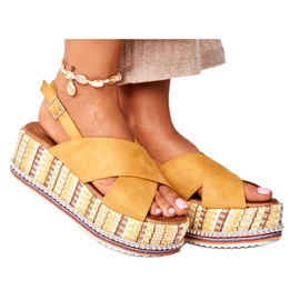 ADY Sandales Sur Compensées Femme Espadrilles Jaune Sable