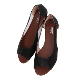 Ballerines noires NH-23P noires exposées le noir