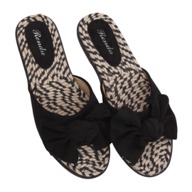 Noir YT-98 Espadrilles noires chaussons pour femmes