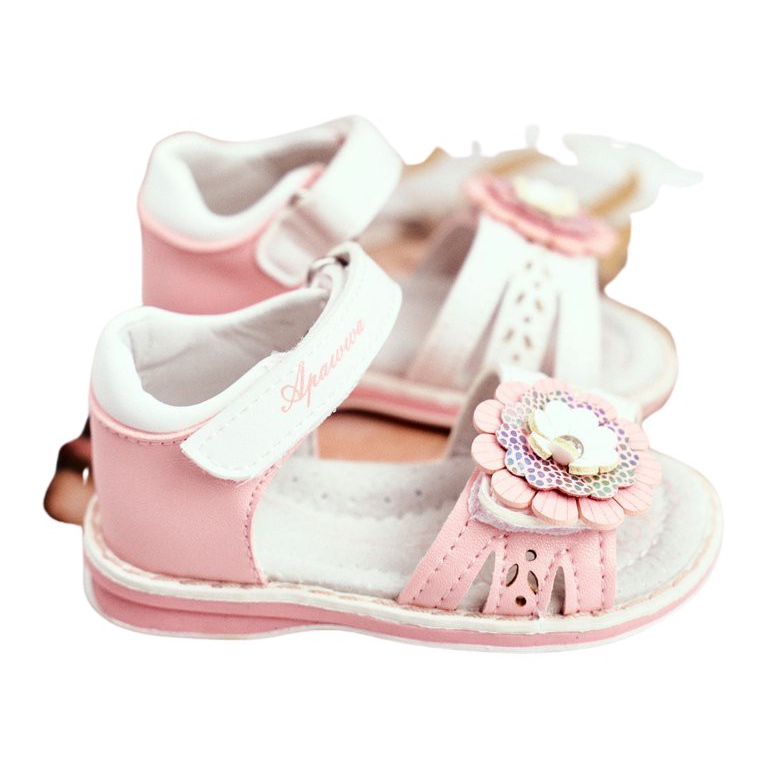 Apawwa Sandales pour enfants avec Velcro Flower Pink Mino rose