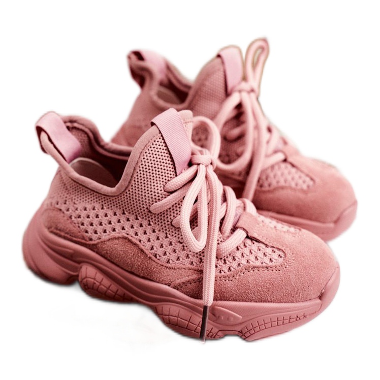 Christmas Fish Chaussures de sport pour enfants à lacets en daim rose Volema