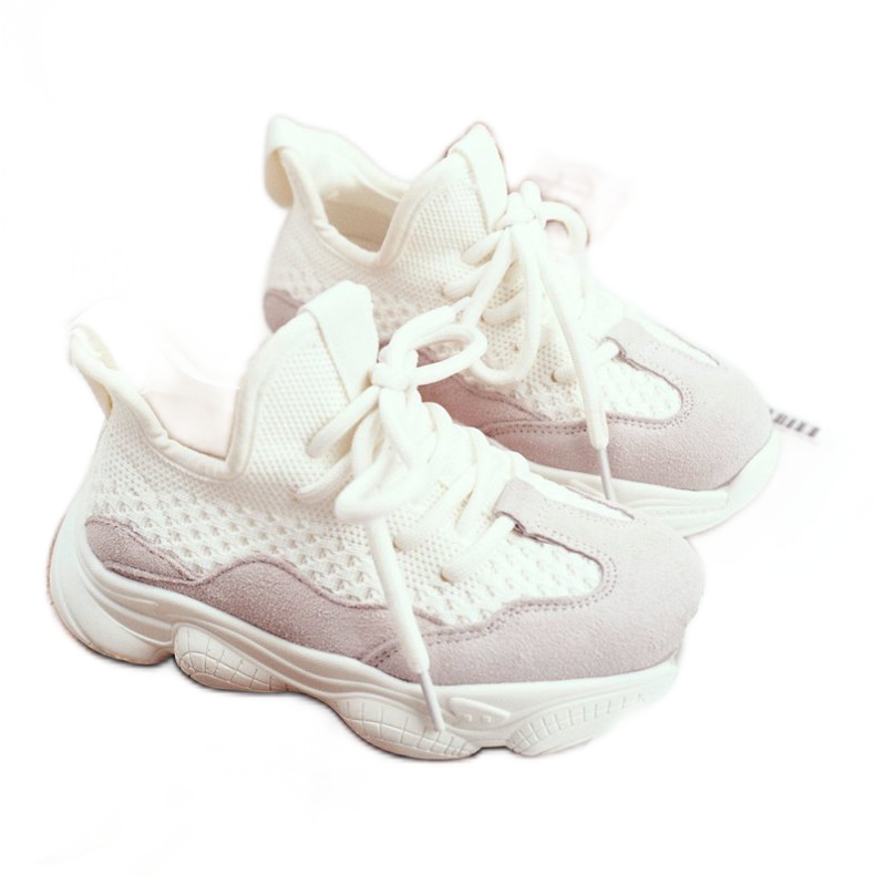 Christmas Fish Chaussures de sport pour enfants à lacets en daim blanc Volema blanche