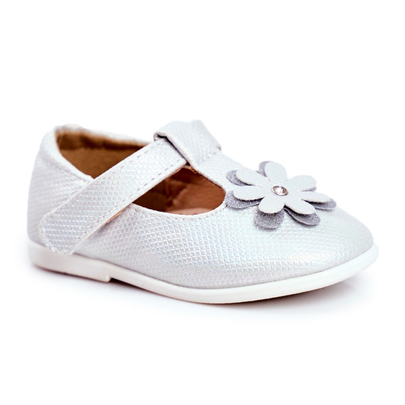 Apawwa Ballerines pour enfants avec Velcro Flower Silver Antrela gris