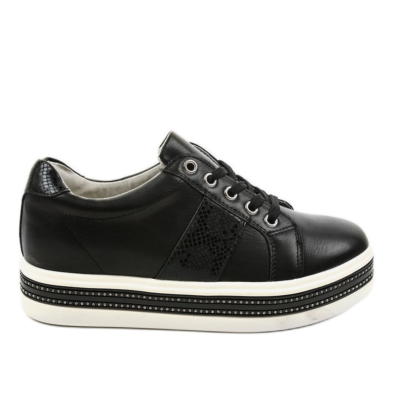 Baskets chaussures de sport noires HQ996 le noir