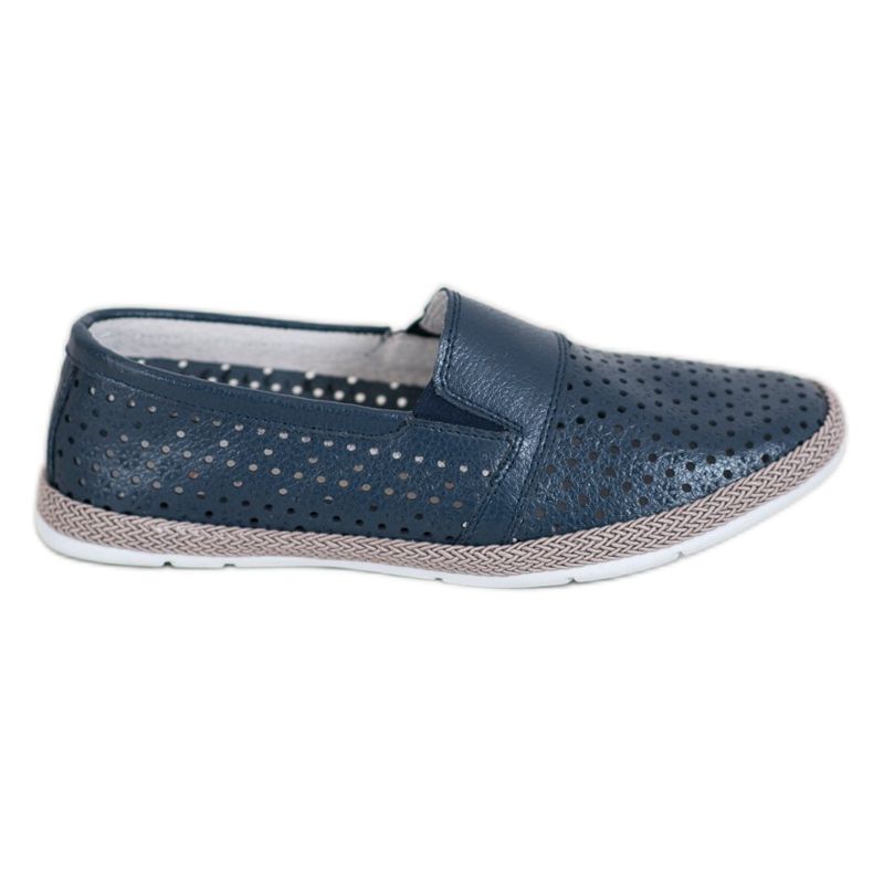 Evento Slipons en cuir ajouré bleu Evento Slipons en cuir ajouré bleu