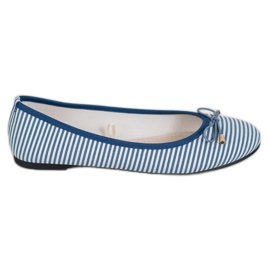 SHELOVET Ballerine à rayures blanc bleu