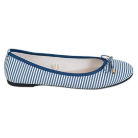 SHELOVET Ballerine à rayures blanche bleu