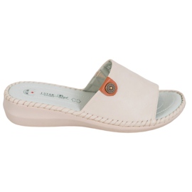 J. Star Pantoufles décontractées en cuir écologique beige