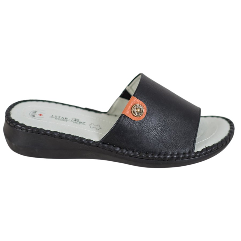 J. Star Pantoufles décontractées en cuir écologique le noir J. Star Pantoufles décontractées en cuir écologique le noir