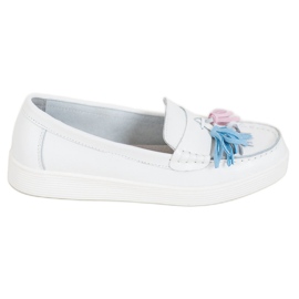 Mocassins à franges colorées VINCEZA blanc