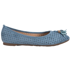 Ballerines Daim Ajourées VINCEZA bleu