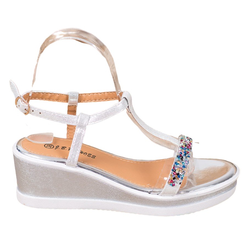 SHELOVET Chaussures compensées élégantes en cuir écologique gris