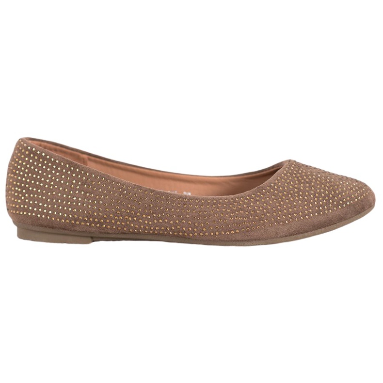 Diamantique Ballerines en daim avec cristaux brun