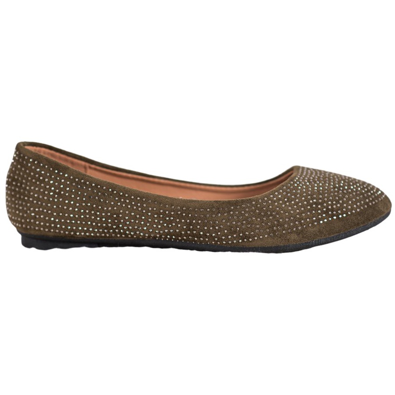 Diamantique Ballerines en daim avec cristaux vert