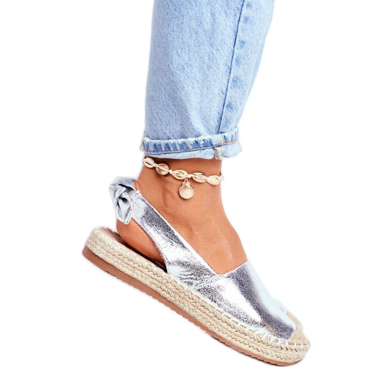 FRJ Espadrilles Contour Argentées Pour Femmes gris