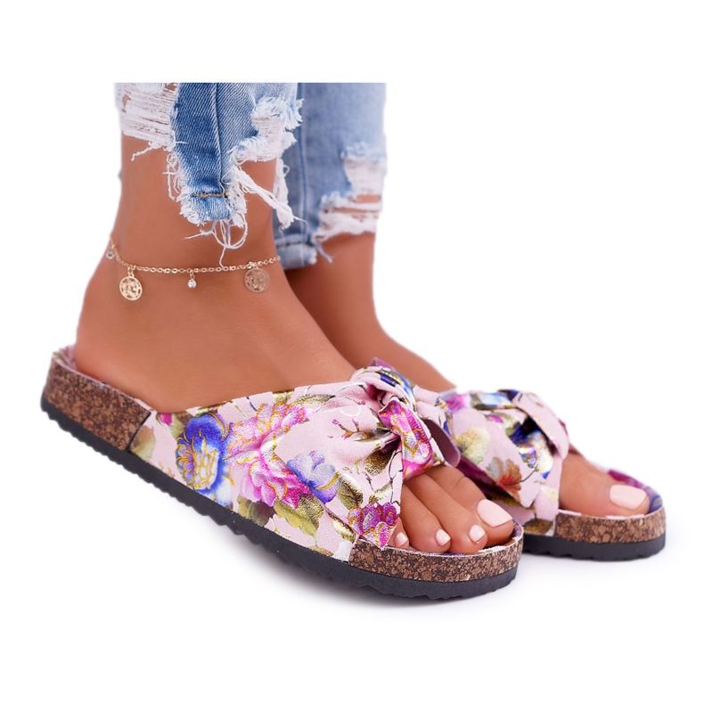 PS1 Pantoufles roses pour femmes sur les fleurs de liège Wendy's Bow multicolore PS1 Pantoufles roses pour femmes sur les fleurs de liège Wendy's Bow multicolore