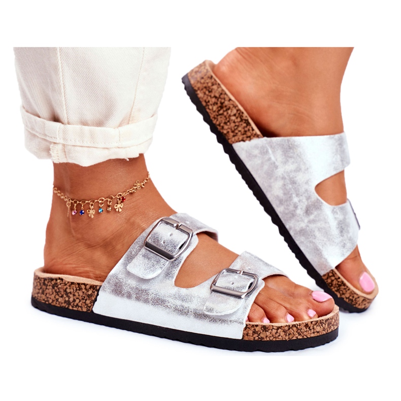 EVE Chaussons Femme Avec Boucles Argent Vivio gris